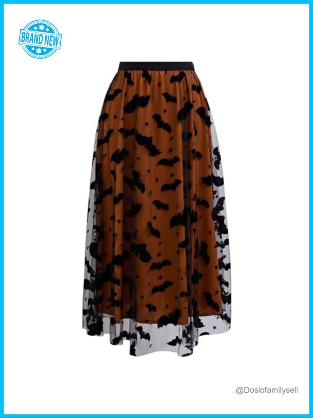 Women's Velvet Bats Pumpkin Tulle Tutu Midi Skirt Halloween Party Layered Mesh